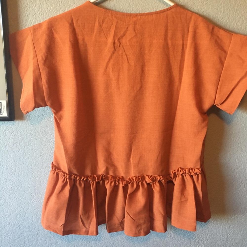 V Neck Frill Trim Blouse - Picture 6 of 7